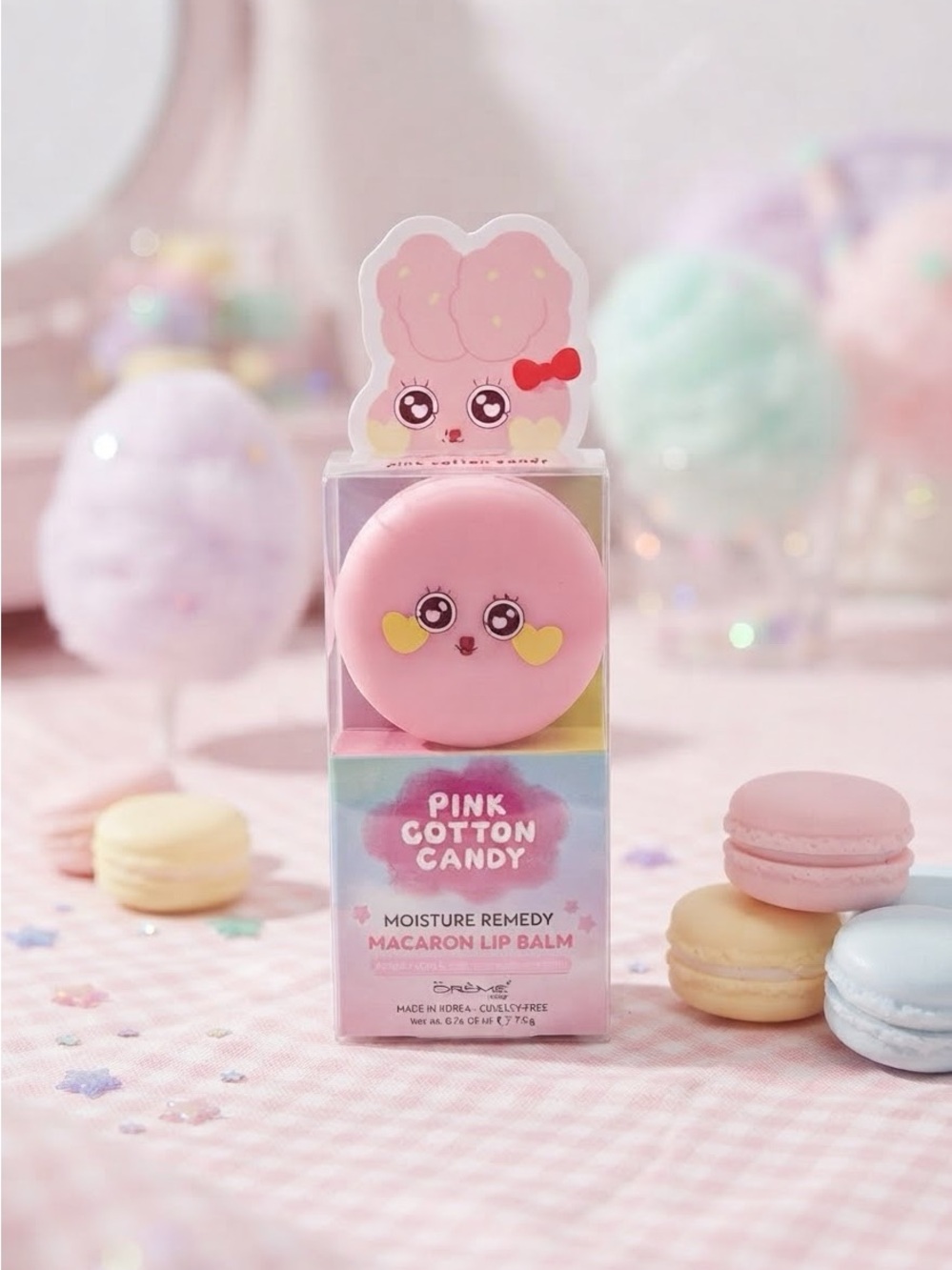 Pink Cotton Candy Macaron Lip Balm - Pink